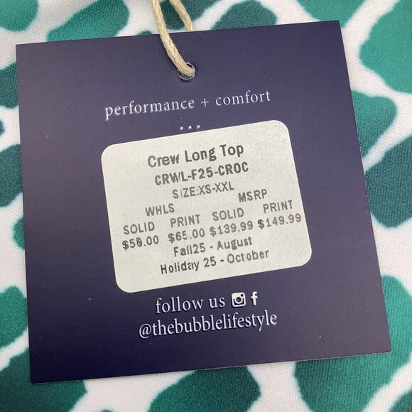 The Bubble Womens Crew Long Sleeve Top Green Size Medium NWT - Picture 6 of 9